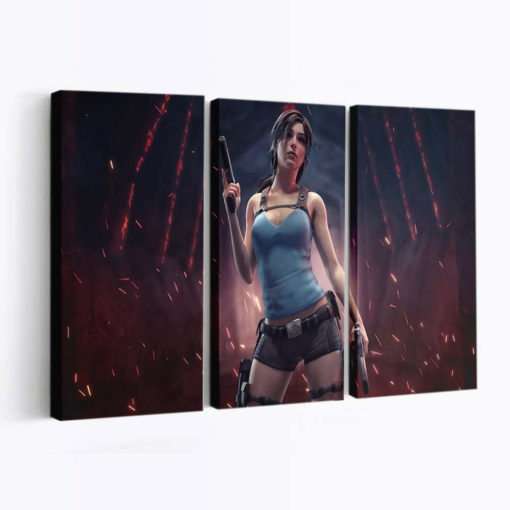 lara croft with guns 4k dp